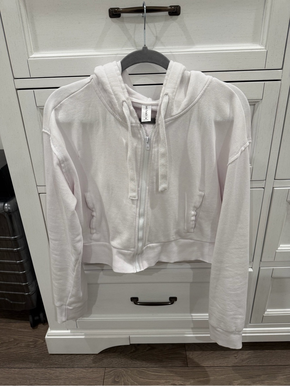 Beach Riot White Cropped Zip Hoodie Jacket